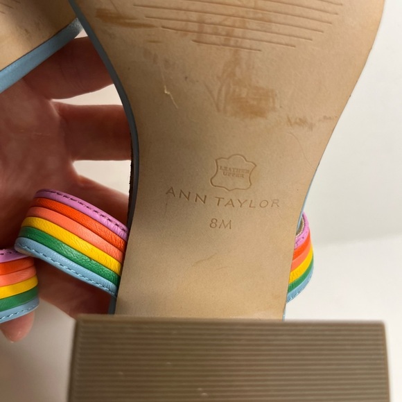 Ann Taylor Machelle Rainbow Leather Block Heel Sandals - Picture 9 of 14